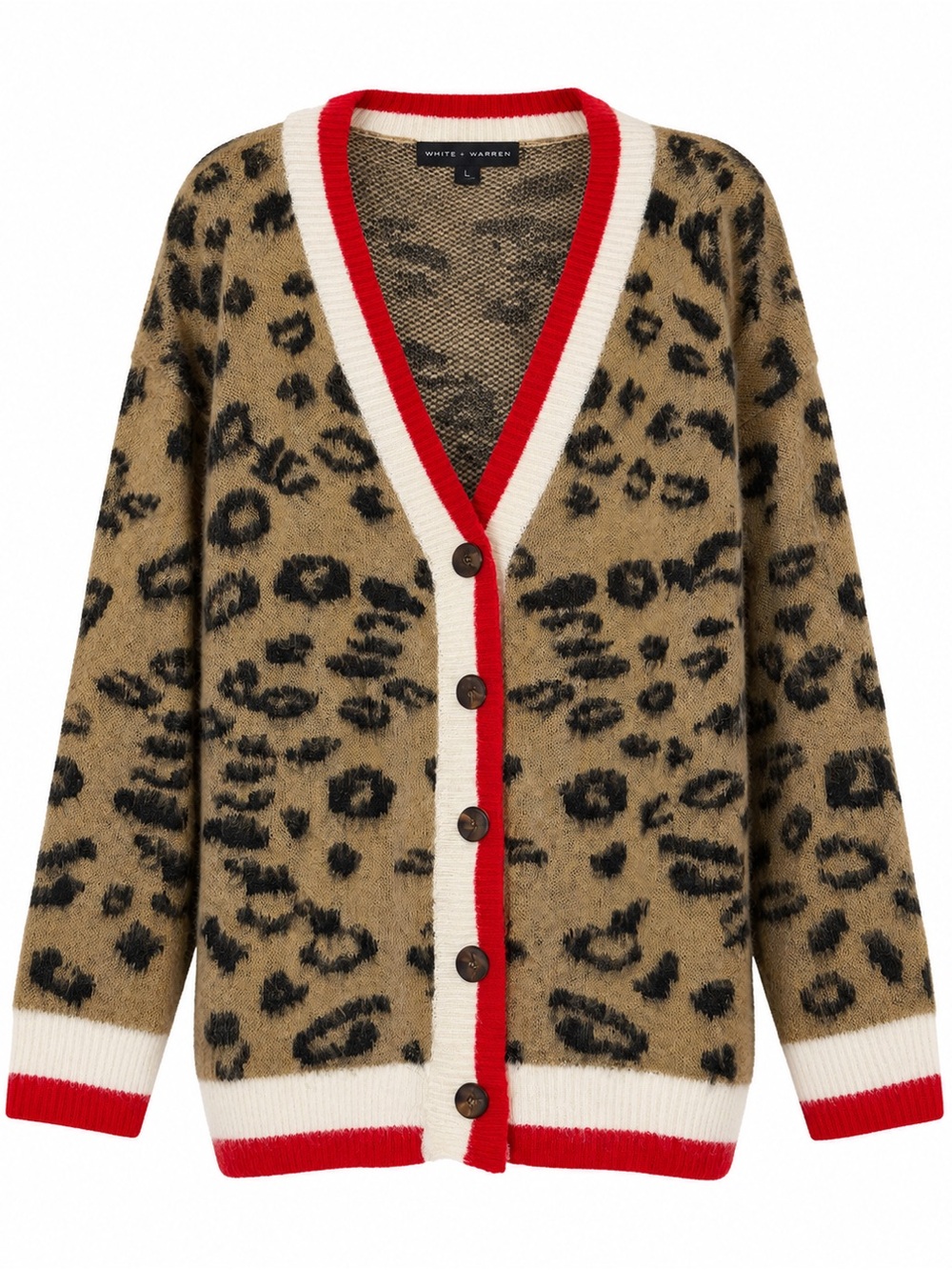 HYFVE Leopard Print Oversized Varsity Cardigan Sweater L